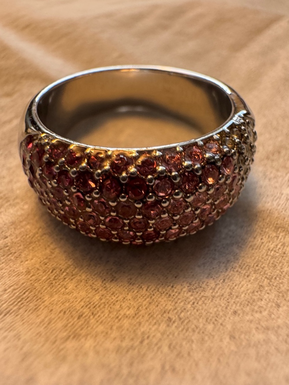 Avon Pink Pavé Dome Ring in Silver-Tone